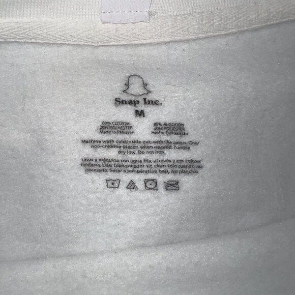 Snap Inc. White Winking Face Emoji Crewneck Sweatshirt Size M P2P 21 L25 Sleeve - Picture 5 of 5